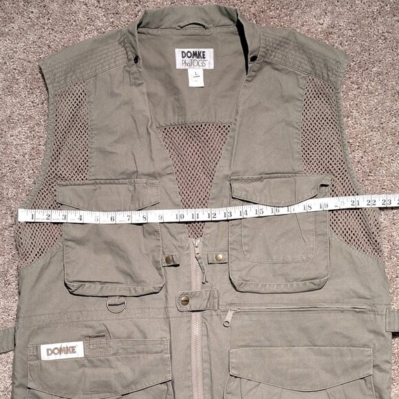 Domke PhoTogs Vest Men's Size Large Photo Clear Cargo Safari Mesh Khaki-Green - Picture 8 of 10